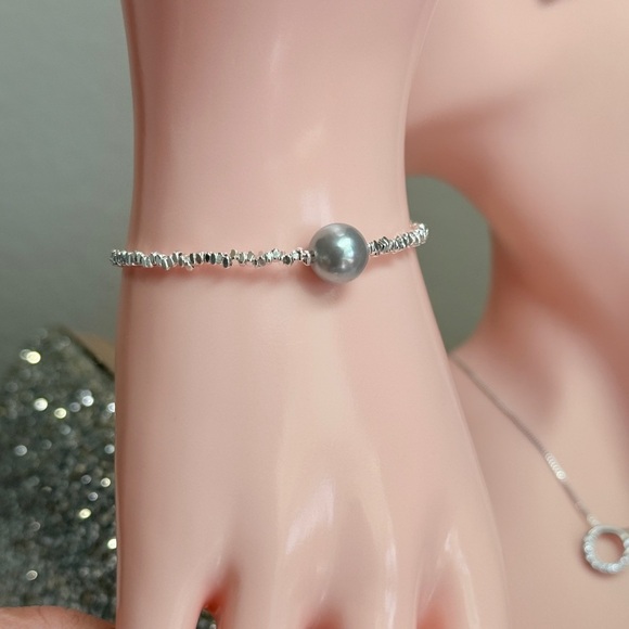 ⚜️❤️‍🔥 S925 Silver Beaded Bracelet With Faux Pearl 💫 - Picture 6 of 9
